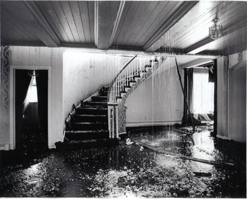 The interior view of a house after a Watch Hill Structure Fire