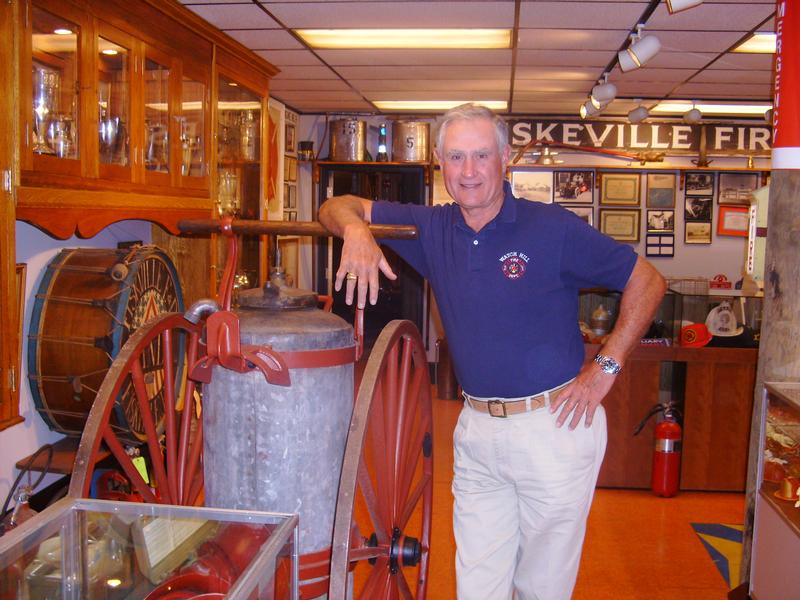 Lt. Lance Murphy visits the Fire Museum. 