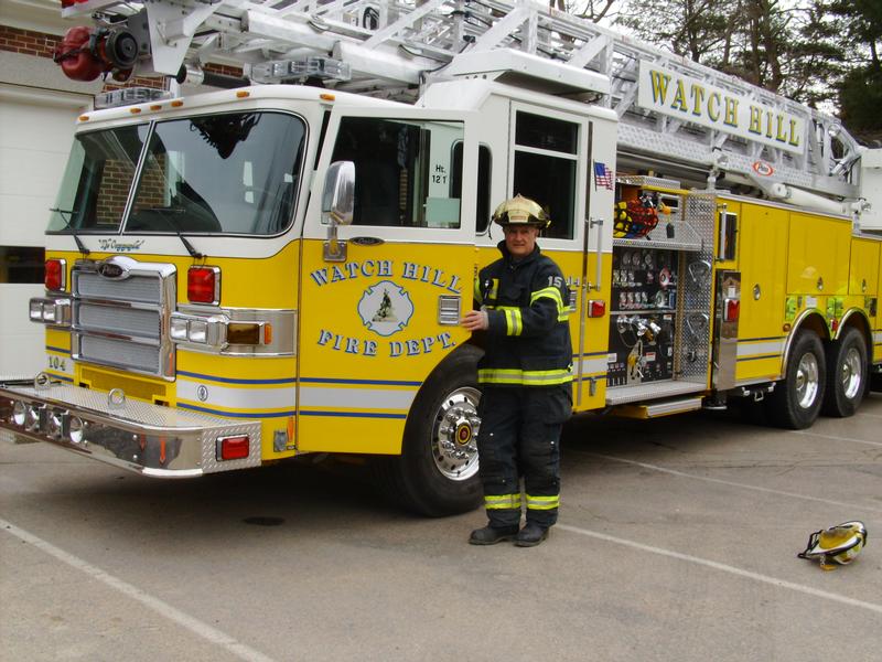 Lieutenant Murphy upon delivery of the new ladder in 2007. Lance served as the Lieutenant of the Ladder Company until his retirement in July of 2014.